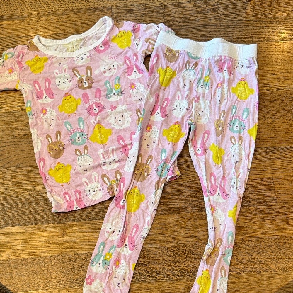 Little Sleepies Pink Bunny and Chick Pajama Set
